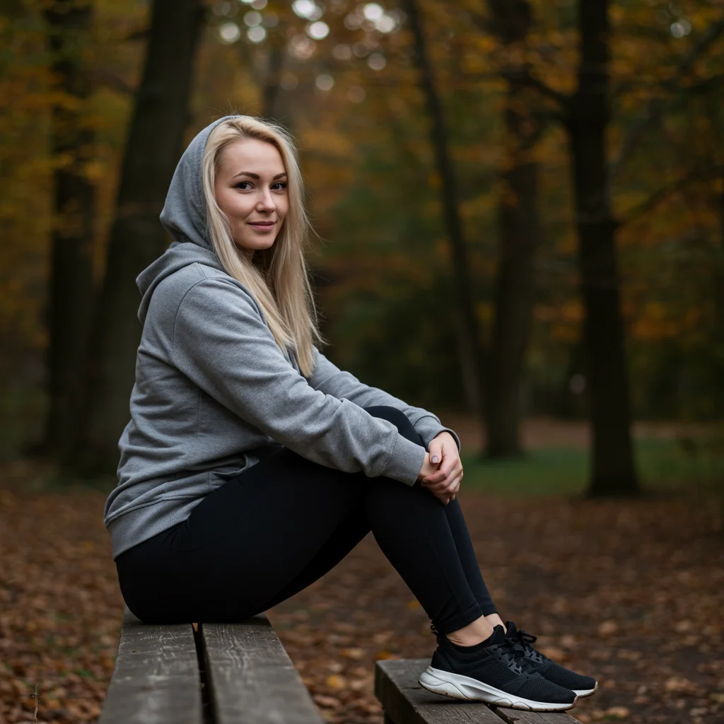 Fall Fashion for Women: Cozy and Chic 7 blonde woman in hoodie and leggings
