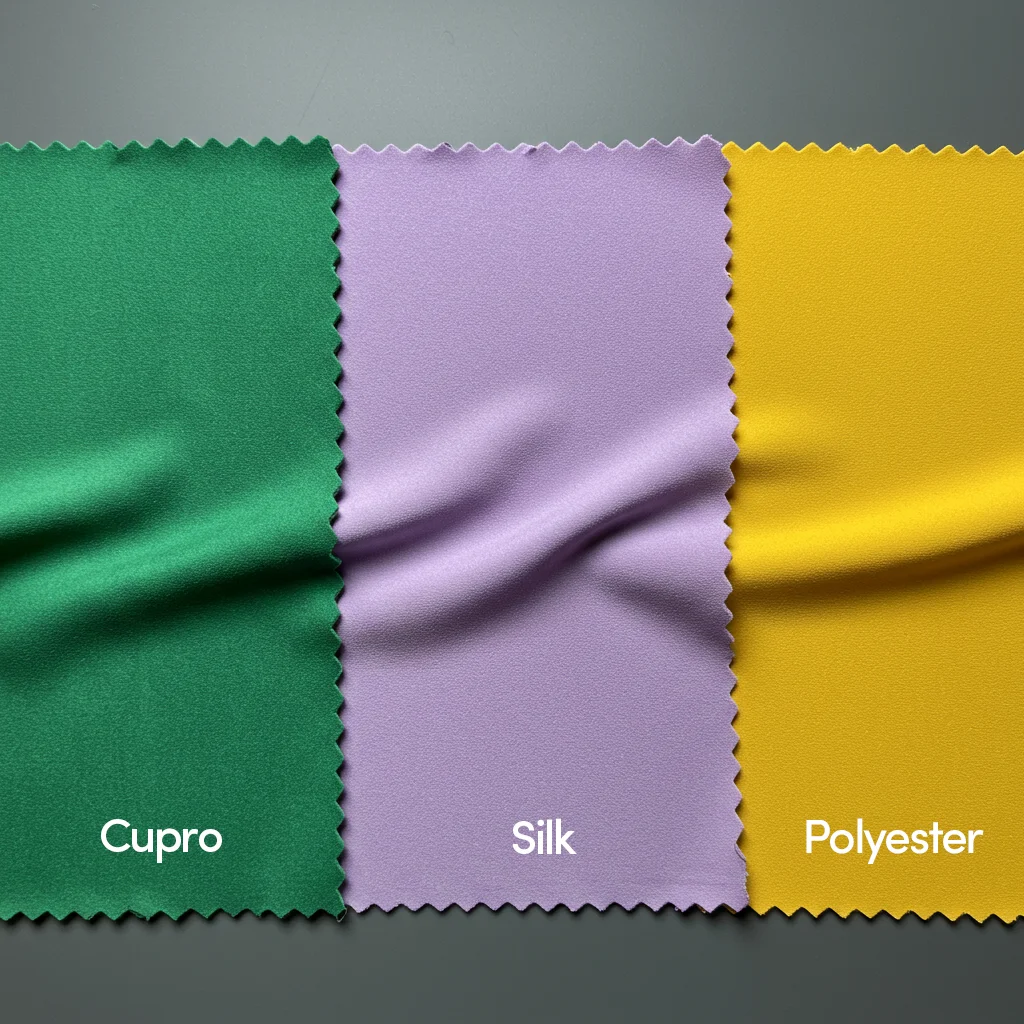 Cupro: The Sustainable, Silky Fabric Revolutionizing Fashion 10 cuprosilkpolyesterfabric swatches