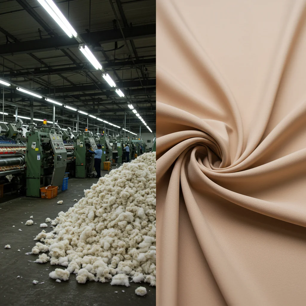 Cupro: The Sustainable, Silky Fabric Revolutionizing Fashion 7 raw cotton linter piled in a factory finished cupro fabric